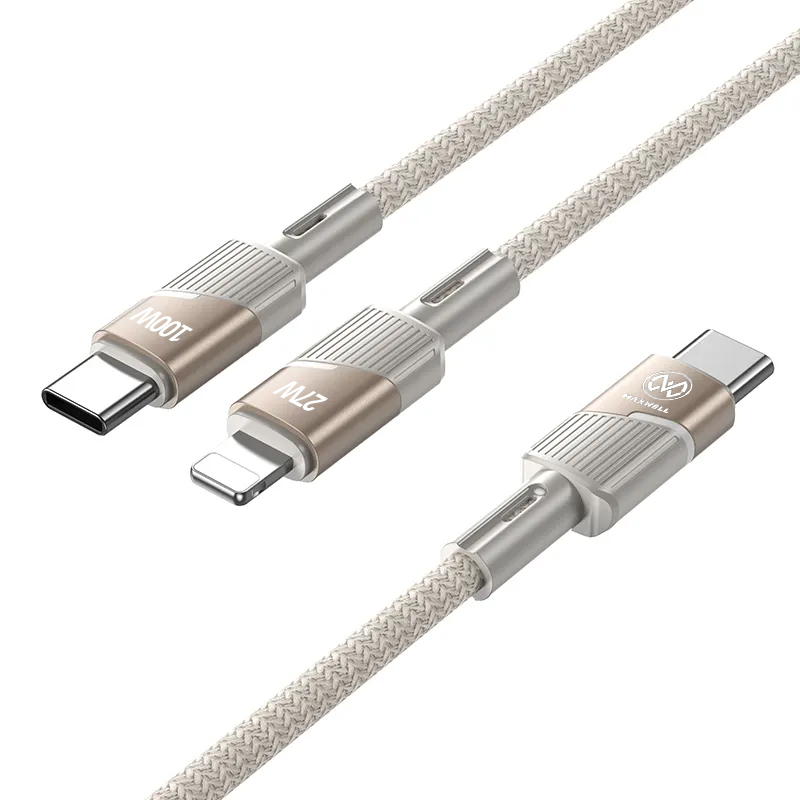 کابل شارژ با دو سر خروجی USB-C به Lightning و USB-C مدل TWIN JET طول 1.2 متر