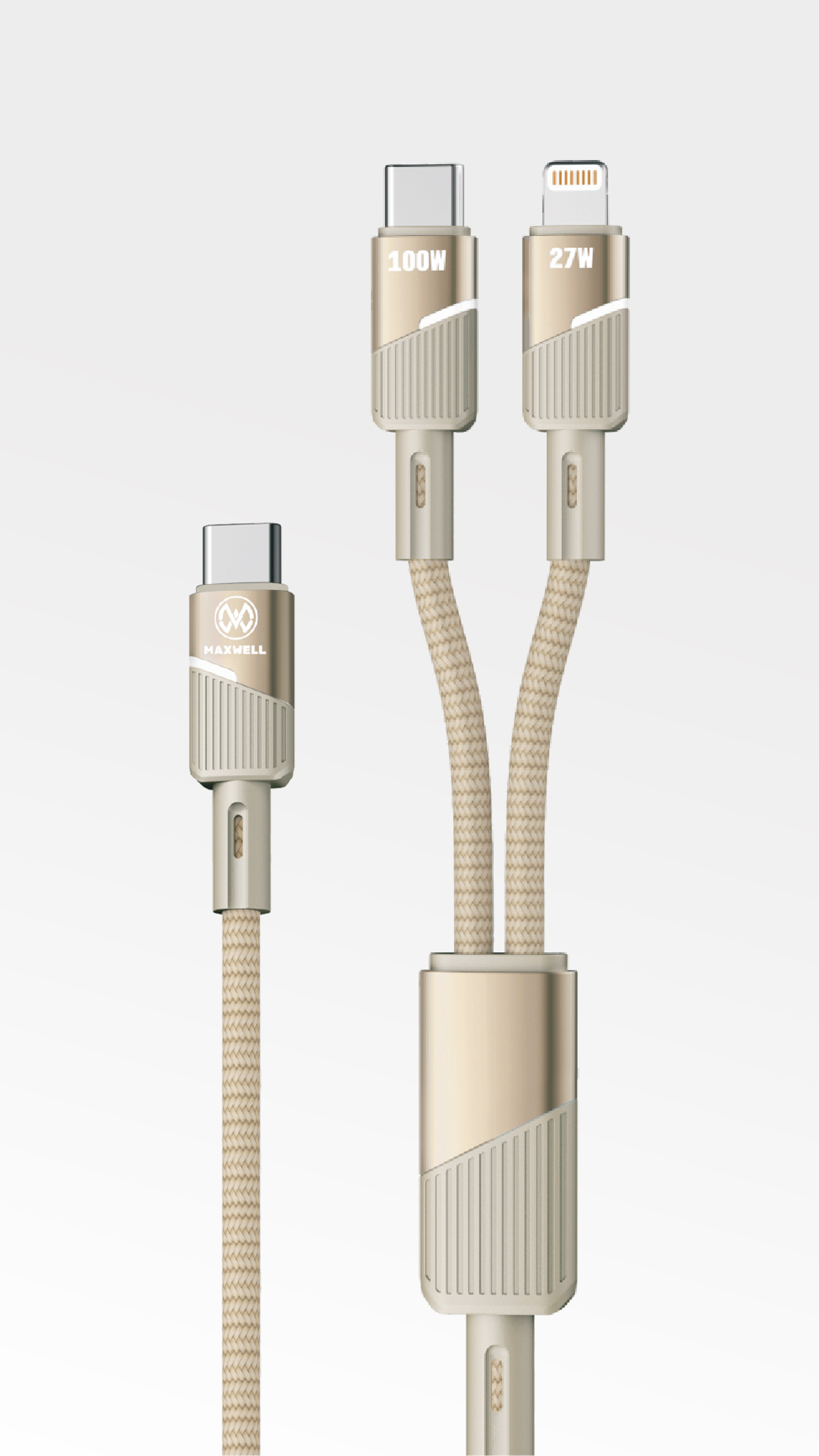 کابل شارژ با دو سر خروجی USB-C به Lightning و USB-C مدل TWIN JET طول 1.2 متر