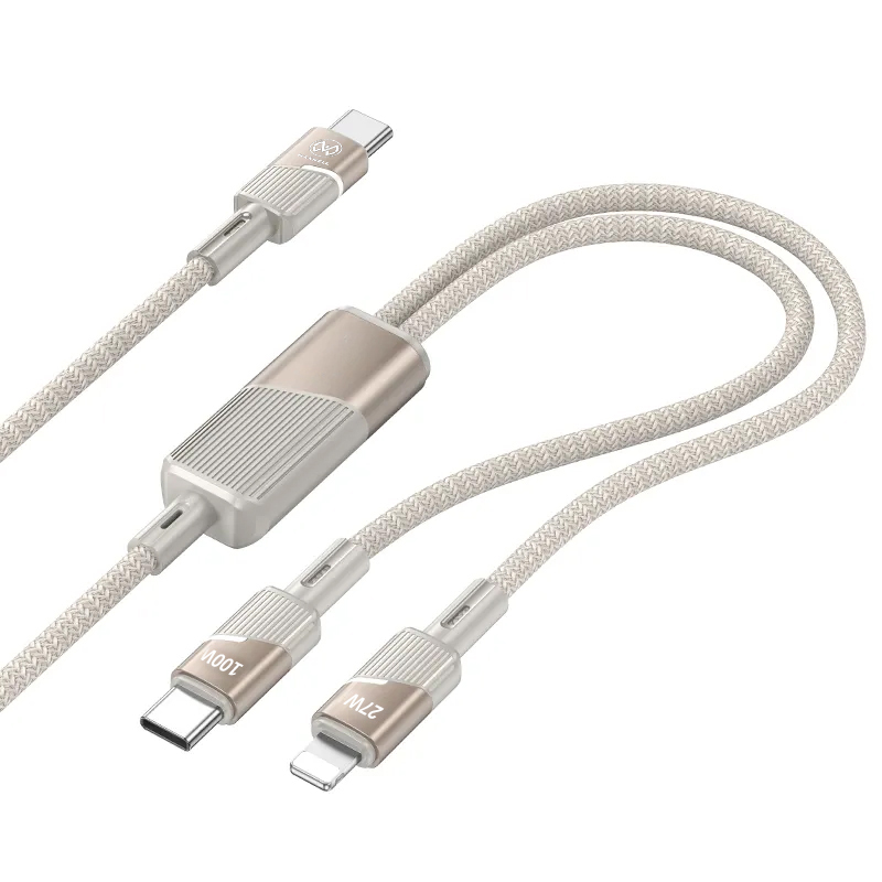 کابل شارژ با دو سر خروجی USB-C به Lightning و USB-C مدل TWIN JET طول 1.2 متر