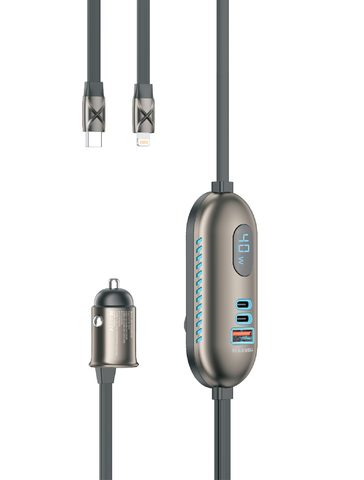 شارژر فندکی 78 وات باچهار پورت و دوکابل داخلی مدل NEXONIC 02