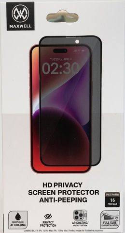محافظ شیشه ای صفحه نمایش پرایوسی مدل HD SCREEN برای آیفون 16 پرو و 16 پرو مکس
