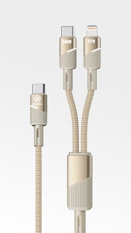 کابل شارژ با دو سر خروجی USB-C به Lightning و USB-C مدل TWIN JET طول 1.2 متر